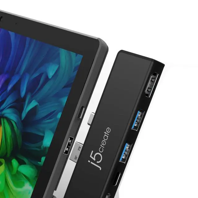 Alt view image 5 of 7 - Surface Pro 7 Ultradrive mini Dock, 6-in-2, 4K60 HDMI, 10Gbps USB-A x 2, 10 Gbps USB-C with PD 60W Pass-Through Charging, SD/microSD Card Reader (JCD324B)