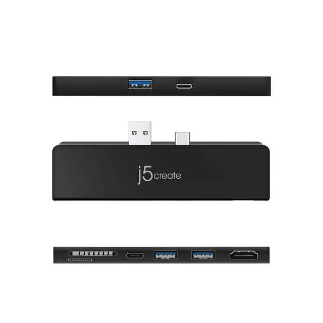 Alt view image 6 of 7 - Surface Pro 7 Ultradrive mini Dock, 6-in-2, 4K60 HDMI, 10Gbps USB-A x 2, 10 Gbps USB-C with PD 60W Pass-Through Charging, SD/microSD Card Reader (JCD324B)