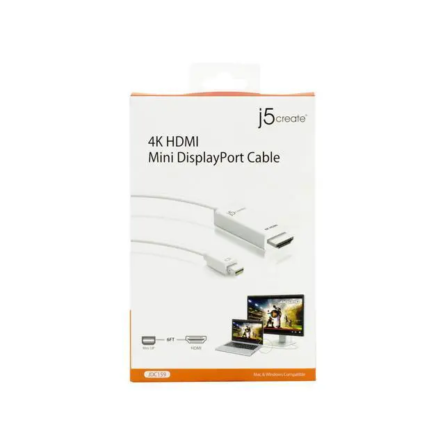 Alt view image 5 of 7 - Mini DisplayPort to 4K HDMI Cable- Supports up to 4K x 2k @ 30Hz & 3D Video formats Over HDMI | 6 FT (White) Adapter | Compatible with Windows, Mac, Laptops, etc