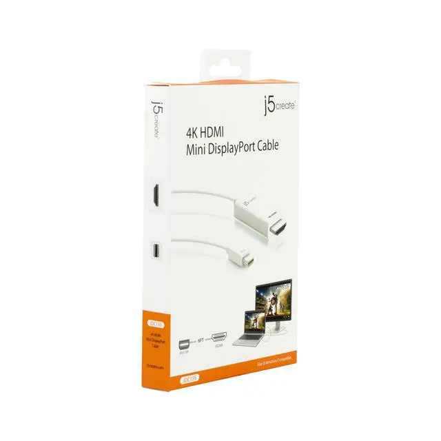 Alt view image 6 of 7 - Mini DisplayPort to 4K HDMI Cable- Supports up to 4K x 2k @ 30Hz & 3D Video formats Over HDMI | 6 FT (White) Adapter | Compatible with Windows, Mac, Laptops, etc