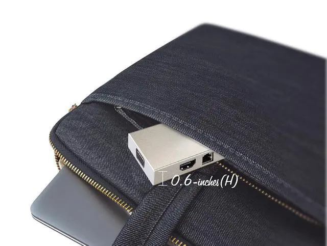 Alt view image 5 of 7 - USB-C 3.1 Mini Hub- USB 3.1/3.0/2.0| HDMI 1920 x 1200 @ 60 Hz/VGA 1920 x 1200 @ 60 Hz | Gigabit Ethernet | Compatible with USB C Devices