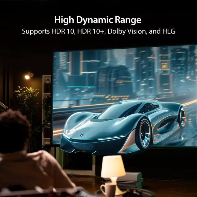 Alt view image 4 of 7 - 8K HDMI 2.1 4Way Splitter Mirror One HDMI Source to Four Displays | Supports 8K, 4K, 1440p | HDR10+/Dolby Vision/VRR/FreeSync/G-Sync Compatible | for Game Consoles, PC, Laptop (JDSH814)