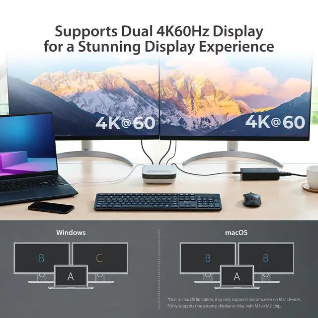 Alt view image 4 of 7 - USB-C Dual 4K Speakerphone Dock Pro, Dual 4K HDMI Audio Dock for Video Conference, USB-A x 2, USB-C, Gigabit ethernet, Pass-Through Charging - Works with Teams, Zoom (JCDS337)