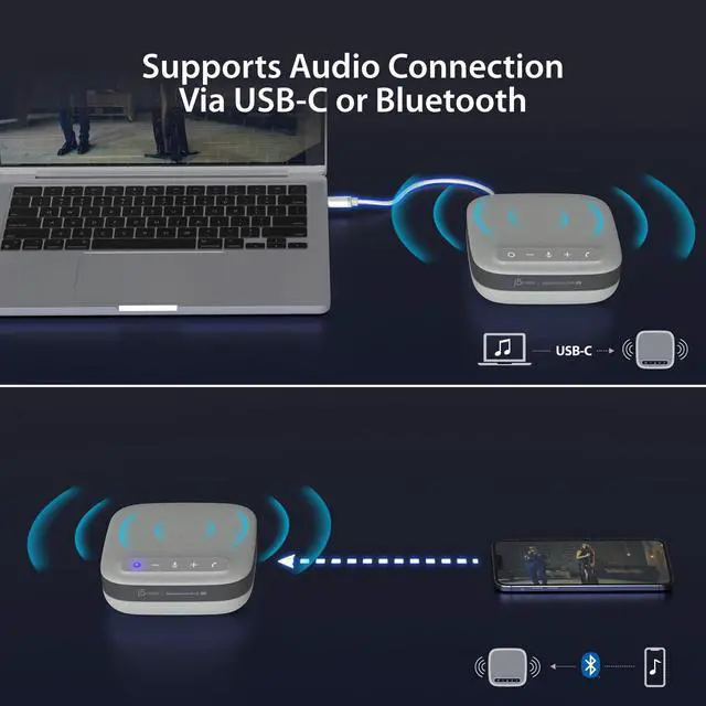 Alt view image 5 of 7 - USB-C Dual 4K Speakerphone Dock Pro, Dual 4K HDMI Audio Dock for Video Conference, USB-A x 2, USB-C, Gigabit ethernet, Pass-Through Charging - Works with Teams, Zoom (JCDS337)