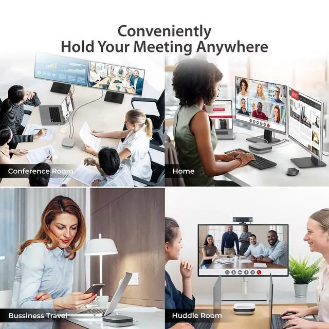 Alt view image 7 of 7 - USB-C Dual 4K Speakerphone Dock Pro, Dual 4K HDMI Audio Dock for Video Conference, USB-A x 2, USB-C, Gigabit ethernet, Pass-Through Charging - Works with Teams, Zoom (JCDS337)
