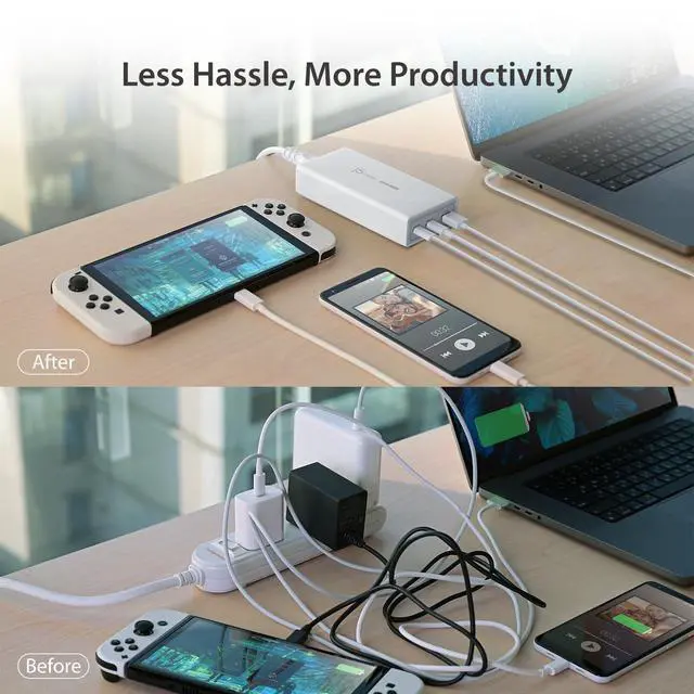 Alt view image 7 of 7 - 185W GaN USB-C/A 3-Port Laptop Super Charger w/Power Delivery 3.1, Supports MacBook Pro MagSafe 140W, Power and Charge Laptops/Tablets/Phones/Game Consoles (JUP37185W)