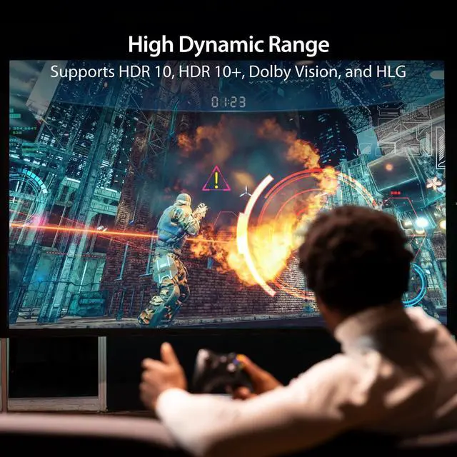 Alt view image 4 of 7 - 8K HDMI 2.1 2Way Splitter Mirror One HDMI Source to Two Displays | Supports 8K, 4K, 1440p | HDR10+/Dolby Vision/VRR/FreeSync/G-Sync Compatible | for Game Consoles, PC, Laptop (JDSH812)