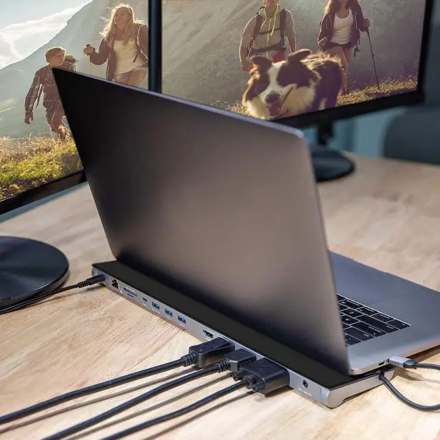 Alt view image 3 of 3 - USB Type C Docking Station with 100W PD Charger - Supports 3 Displays | HDMI, DisplayPort, VGA, 100W PD Charging, 1Gbps Ethernet | for MacBook Pro/Air, XPS, and More (JCD543P)