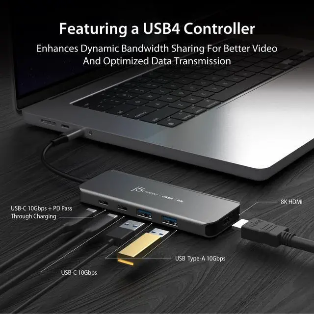 Alt view image 2 of 6 - USB4 8K60 Slim Hub (JCH453)