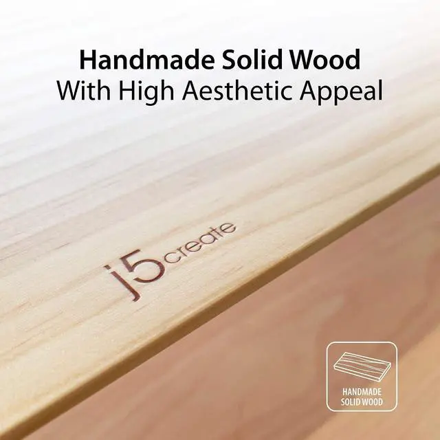 Alt view image 4 of 6 - Wooden Monitor Stand with USB Type C/HDMI Docking Station - USB 3.1 C to C Cable Included - Handmade Wood Panel with Aluminum Riser for Computer Screens, Laptops, TV