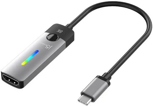 Main image of USB Type C to HDMI Adapter (8K@60Hz, 4K@144Hz) with RGB LED Light for MacBook Pro, MacBook Air, iPad Pro, Samsung Galaxy, Surface Pro, Dell, HP (JCA157)