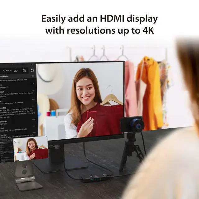 Alt view image 3 of 7 - Video Capture Card with PD 60W Pass-Through Charging, Built-in Multi-Function hub, Suitable for Streaming, Live Broadcasting, Video Conference, Teaching, Gaming (JVA01)