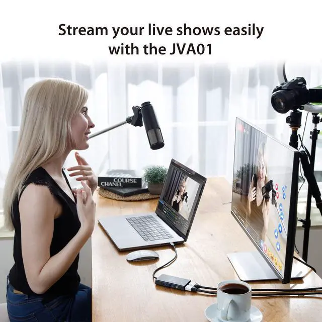 Alt view image 7 of 7 - Video Capture Card with PD 60W Pass-Through Charging, Built-in Multi-Function hub, Suitable for Streaming, Live Broadcasting, Video Conference, Teaching, Gaming (JVA01)
