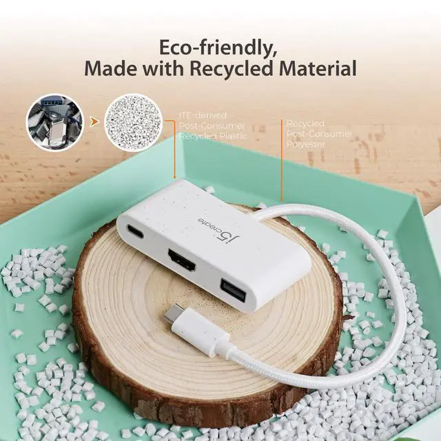 Alt view image 2 of 7 - USB-C to HDMI & USB Type-A with Power Delivery(Eco-Friendly) with 4K HDMI, USB-A 5Gbps, PD 100W Charging | Compatible with MacBook Pro,Chromebook,HP, Samsung and more Type-C Devices(JCA379EW)