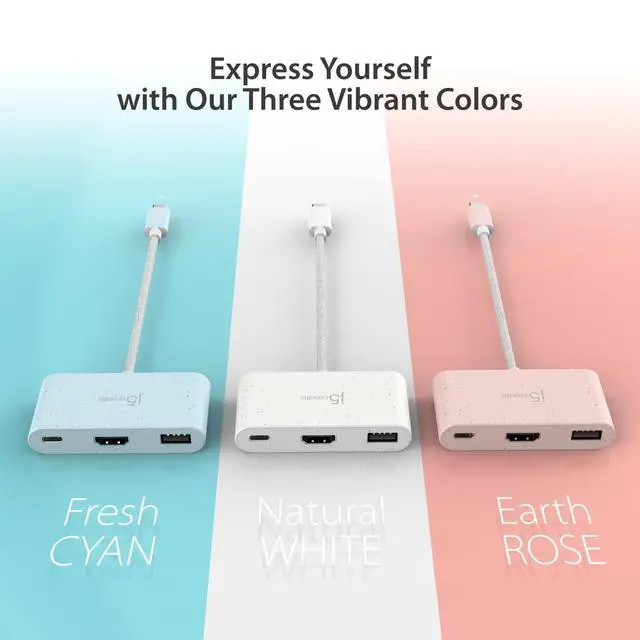 Alt view image 7 of 7 - USB-C to HDMI & USB Type-A with Power Delivery(Eco-Friendly) with 4K HDMI, USB-A 5Gbps, PD 100W Charging | Compatible with MacBook Pro,Chromebook,HP, Samsung and more Type-C Devices(JCA379EW)