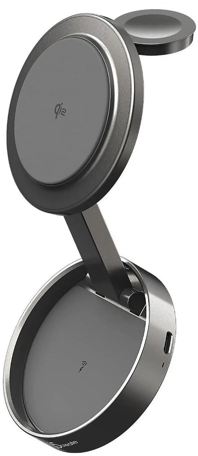 Main image of Qi2 3-in-1 Zinc Alloy Magnetic Wireless Charging Station for iPhone/Apple Watch/AirPods | 15W Fast Charging | Adjustable Phone/Watch Stand, Rotating Base | Foldable Travel Design (JUPW3515)