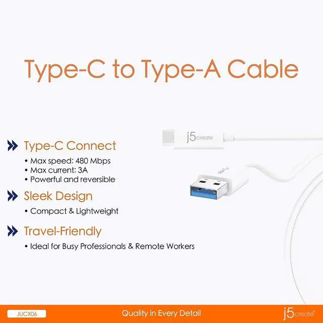 Alt view image 3 of 6 - USB Type-C 3.1 to Type-A Cable USB Type-C Male to USB 3.0 Type-A Male Connector | USB 3.1 10 Gbps | 3 FT | Compatible with All Type C Devices