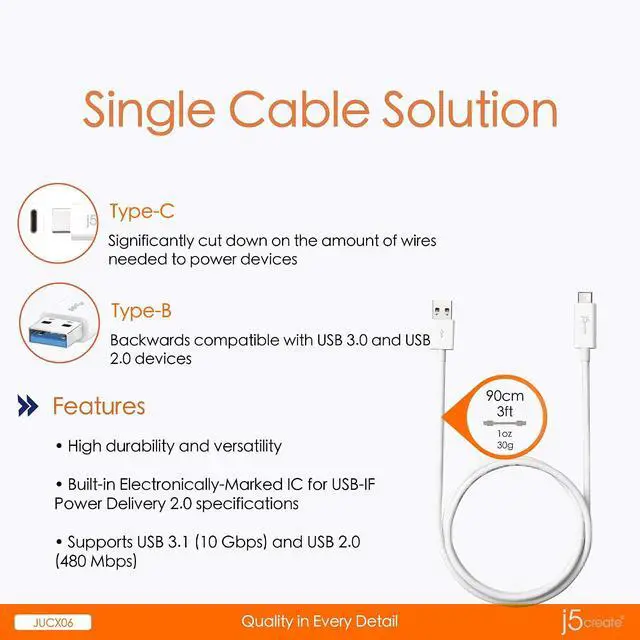 Alt view image 4 of 6 - USB Type-C 3.1 to Type-A Cable USB Type-C Male to USB 3.0 Type-A Male Connector | USB 3.1 10 Gbps | 3 FT | Compatible with All Type C Devices