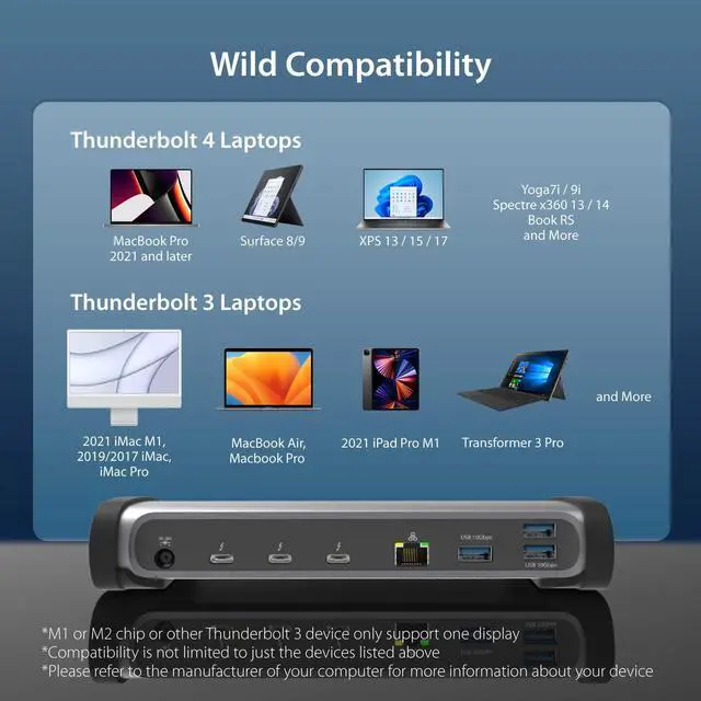 Alt view image 7 of 7 - 8K Thunderbolt 4 Docking Station with Max 96W Charging, Single 8K60 or Dual 4K60 Display, Thunderbolt 4 40Gbps, USB 10Gbps, Gigabit Ethernet, SD 4.0, Audio Combo (JTD562)