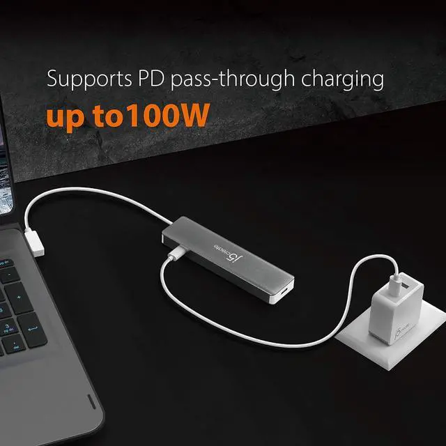 Alt view image 6 of 7 - 9 in 1 USB-C Hub-SuperSpeed+Gen 2 Type C Adapter w/Ethernet, microSD/SD 4.0, 4K HDMI, USB-C 3.1 Gen2 Port, PD 100W for MacBook Pro/Air, XPS, Chromebook & Other USB C Windows Laptops (JCD375)