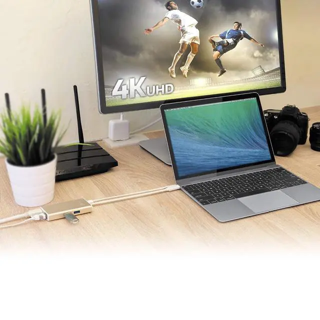 Alt view image 2 of 7 - USB C Hub Multi-Adapter Docking Station with HDMI 4K, 2X USB 3.1 SuperSpeed Ports, Ethernet, Power Delivery 2.0 (JCA374)