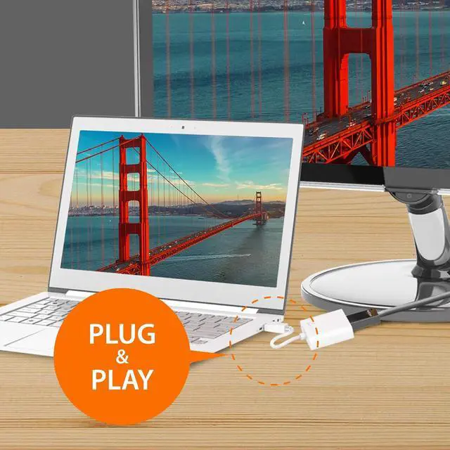 Alt view image 5 of 7 - DisplayPort to VGA Adapter- 4K 1080p @ 60 Hz | 1.62 Gbps and 2.7 Gbps | Compatible with Apple iMac or MacBook, PC, HDTV, Projectors and More