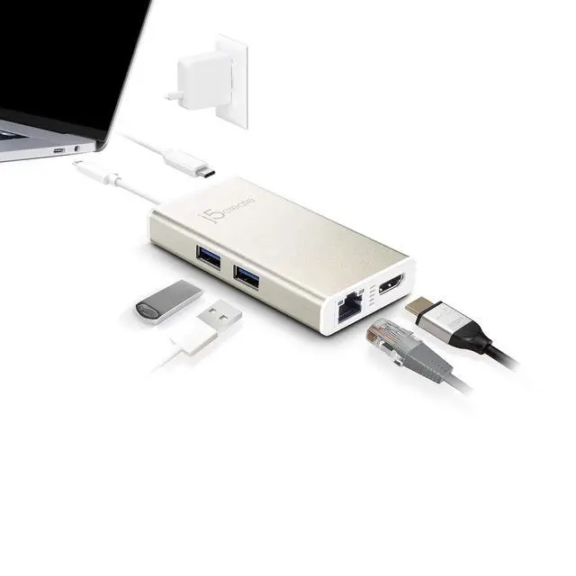 Alt view image 4 of 7 - USB C Hub Multi-Adapter Docking Station with HDMI 4K, 2X USB 3.1 SuperSpeed Ports, Ethernet, Power Delivery 2.0 (JCA374)
