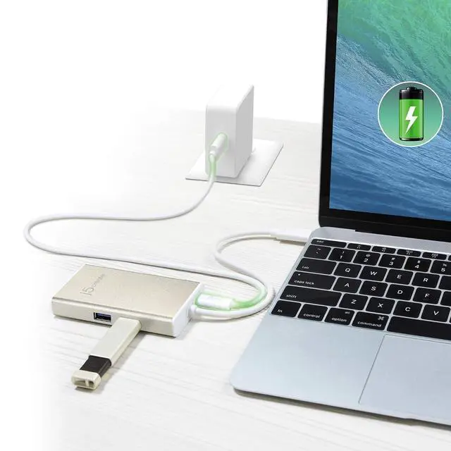 Alt view image 7 of 7 - USB C Hub Multi-Adapter Docking Station with HDMI 4K, 2X USB 3.1 SuperSpeed Ports, Ethernet, Power Delivery 2.0 (JCA374)