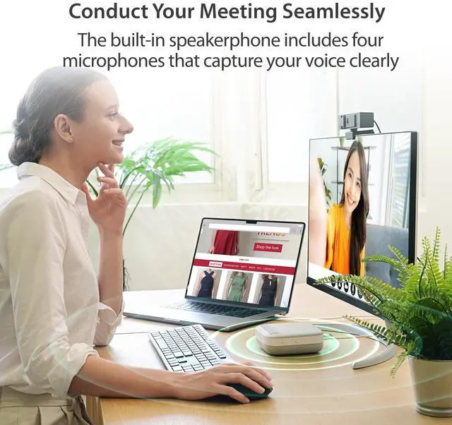 Alt view image 3 of 7 - USB-C 4K Speakerphone Dock, All-in-one Audio Dock for Video Conference, 4K HDMI, USB-A x 2, USB-C, Gigabit ethernet, Pass-Through Charging - Works with Teams, Zoom, and Google Meet (JCDS335)