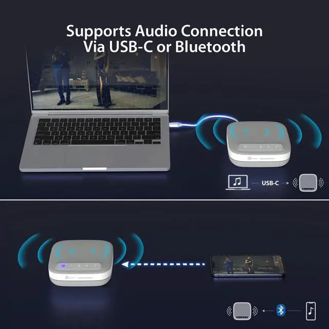Alt view image 4 of 7 - USB-C 4K Speakerphone Dock, All-in-one Audio Dock for Video Conference, 4K HDMI, USB-A x 2, USB-C, Gigabit ethernet, Pass-Through Charging - Works with Teams, Zoom, and Google Meet (JCDS335)
