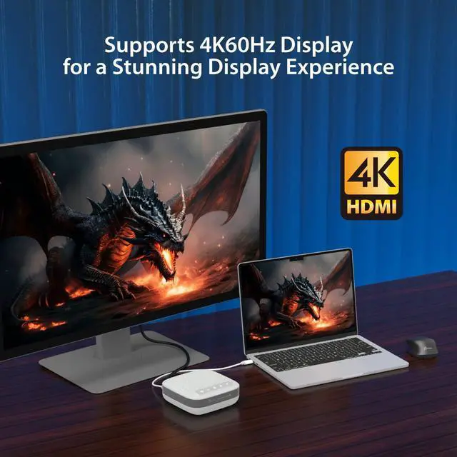 Alt view image 5 of 7 - USB-C 4K Speakerphone Dock, All-in-one Audio Dock for Video Conference, 4K HDMI, USB-A x 2, USB-C, Gigabit ethernet, Pass-Through Charging - Works with Teams, Zoom, and Google Meet (JCDS335)
