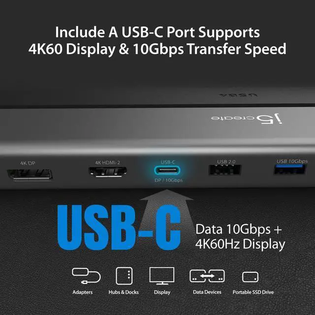 Alt view image 5 of 7 - USB4 Triple 4K Display Docking Station (JCD554)