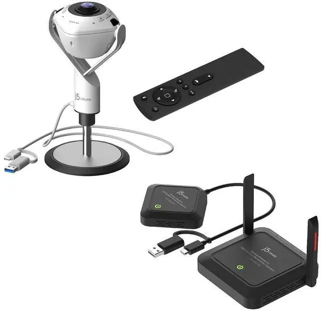 Main image of JVU368-360 AI-Powered Webcam Wireless Extender for USB Webcam/Cameras/Microphones/Speakers