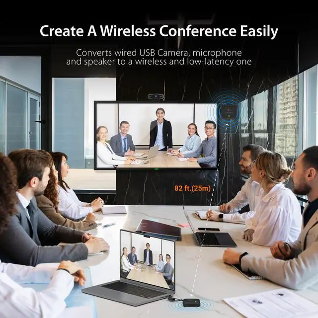 Alt view image 5 of 7 - JVU368-360 AI-Powered Webcam Wireless Extender for USB Webcam/Cameras/Microphones/Speakers