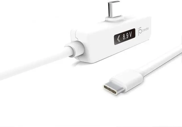 Alt view image 2 of 7 - USB-C to USB-C 2.0 Right Angle Cable with Dynamic Power Meter (4ft) Support Power Delivery 2.0 with E-Marked IC Chip and OLED Display