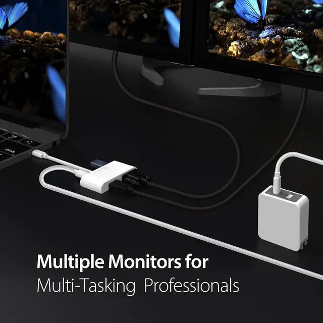 Alt view image 4 of 7 - USB-C to HDMI & VGA Adapter with USB 3.0 Port & USB-C Power Delivery Charging Port