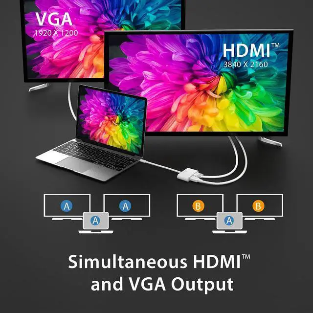 Alt view image 6 of 7 - USB-C to HDMI & VGA Adapter with USB 3.0 Port & USB-C Power Delivery Charging Port