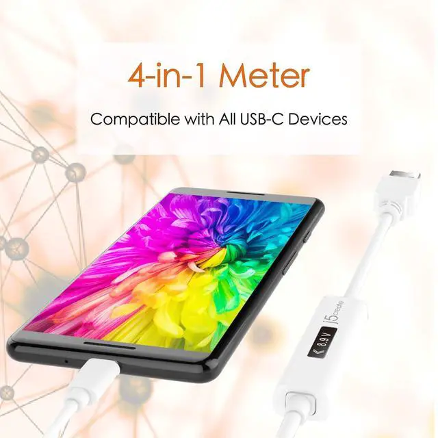 Alt view image 4 of 7 - USB to USB C Cable 4ft USB-A 2.0 to USB Type C with OLED Digital Dynamic Power Meter | 60W/3A/480 Mbps Max Fast Charger Cord with Power Delivery 2.0 for Cell Phone, Tablet, Game Console