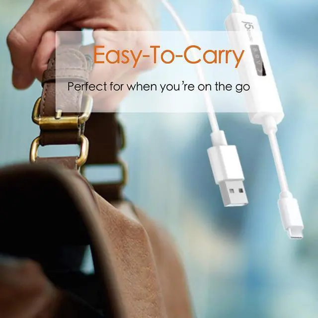 Alt view image 6 of 7 - USB to USB C Cable 4ft USB-A 2.0 to USB Type C with OLED Digital Dynamic Power Meter | 60W/3A/480 Mbps Max Fast Charger Cord with Power Delivery 2.0 for Cell Phone, Tablet, Game Console