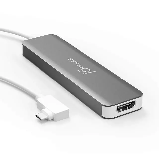 Alt view image 4 of 6 - 5 in 1 Compact USB-C Hub, Type C Adapter with 4K HDMI, 2 USB 3.0 Ports, SD and microSD Card Reader, for MacBook Pro, MacBook Air, XPS, Chromebook, and Other USB C Windows Laptops (JCD372)