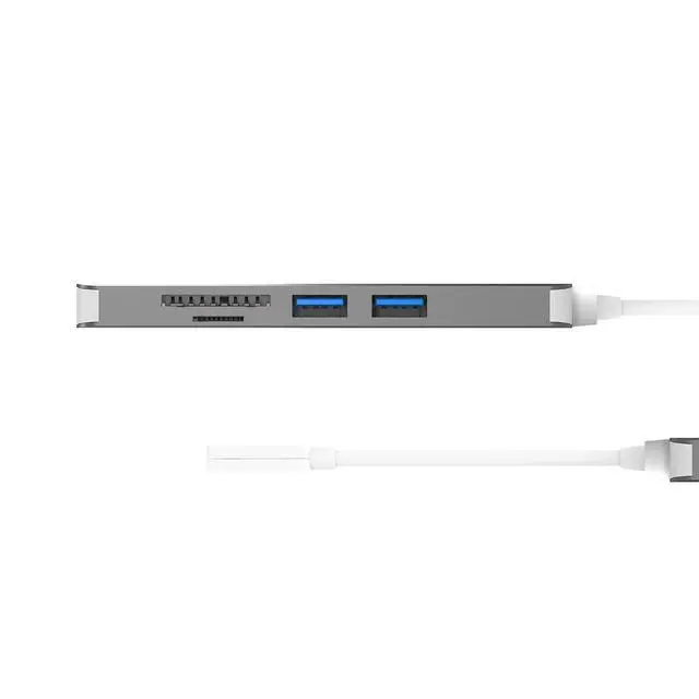 Alt view image 5 of 6 - 5 in 1 Compact USB-C Hub, Type C Adapter with 4K HDMI, 2 USB 3.0 Ports, SD and microSD Card Reader, for MacBook Pro, MacBook Air, XPS, Chromebook, and Other USB C Windows Laptops (JCD372)