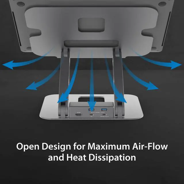 Alt view image 6 of 6 - Laptop Stand with USB C 4K HDMI Display Hub - 2 USB A 5Gbps, PD 100W with USB-C 5Gbps | Aluminum Computer Riser for MacBook and Windows Notebook (JTS327)