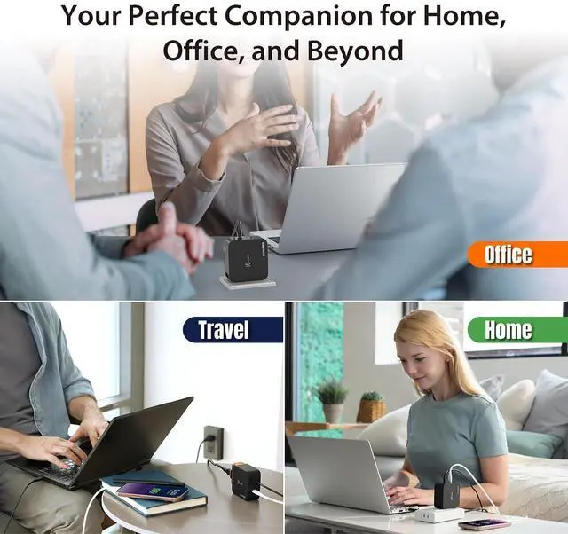 Alt view image 7 of 7 - 102W GaN USB-C 2-Port Nano Super Charger w/AC Extension Compact and Portable Design for MacBook, Windows Laptops, iPad, Smartphones, Game Consoles (JUP25100P)