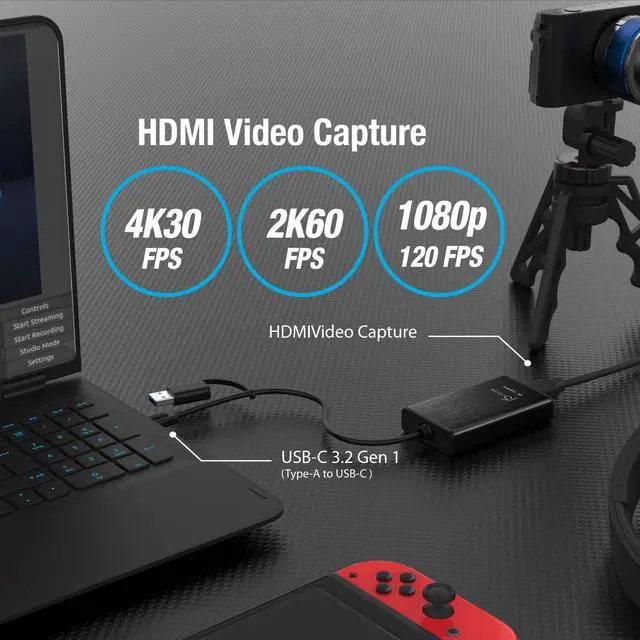 Alt view image 2 of 7 - 4K HDMI Video Capture Card, DSLR Cam Link, Game Capture Adapter for Game Live, Broadcasting, Streaming, Video Conference | Support 4K30, 2K60, 1080p120 (JVA11)