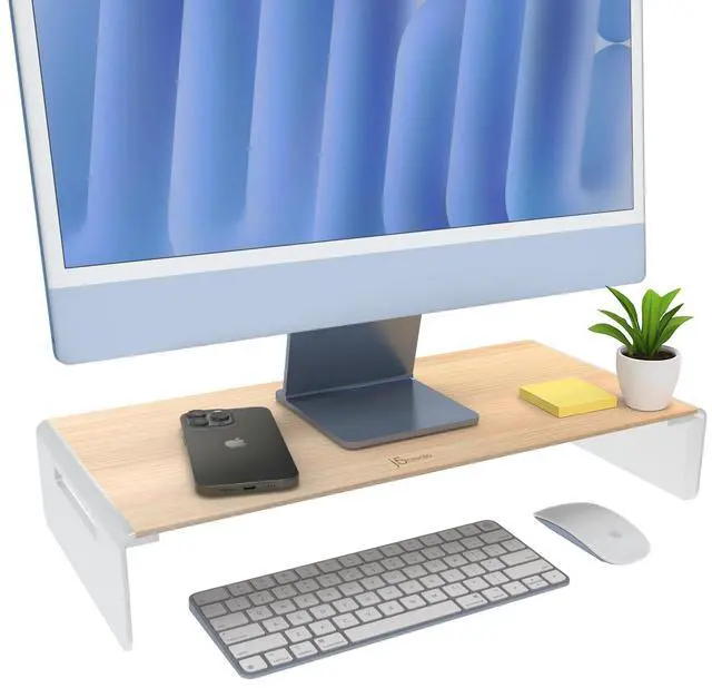 Main image of Premium Monitor Stand, Made with Elegant Wood and Sleek Aluminum Material, Display / TV / Screen / Printer / Laptop Riser, Max Load 88 lbs/ 40 kg (JCT125)