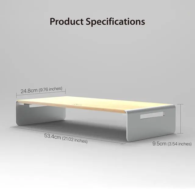 Alt view image 7 of 7 - Premium Monitor Stand, Made with Elegant Wood and Sleek Aluminum Material, Display / TV / Screen / Printer / Laptop Riser, Max Load 88 lbs/ 40 kg (JCT125)