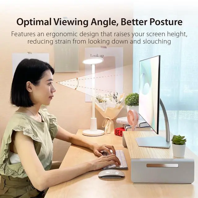 Alt view image 6 of 7 - Premium Monitor Stand, Made with Elegant Wood and Sleek Aluminum Material, Display / TV / Screen / Printer / Laptop Riser, Max Load 88 lbs/ 40 kg (JCT125)