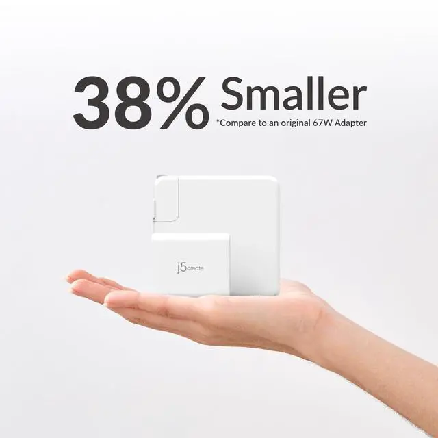 Alt view image 4 of 7 - 65W GaN USB-C 3 Port Charger, Compact and Foldable Wall Charger for MacBook Air, iPad Pro, iPhone 15/ Pro/Max, Galaxy S24/ S23, Dell XPS 13, Steam Deck, and More (JUP3365)