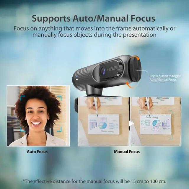 Alt view image 5 of 7 - 2K@60FPS AI Webcam with AI Framing, Auto-Focus, High Fidelity Mic,Privacy Cover, and Extendable Mount, Works w/Zoom/Teams/Meet for Streaming and Online Meetings (JVU302)