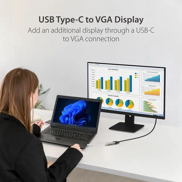 Alt view image 2 of 7 - USB Type-C to VGA Adapter, Thunderbolt 3/4 to VGA, Aluminium Shell, Compatible with iPhone 16/15 Pro Max, MacBook Pro/Air, iPad Pro, XPS, S22/23/24 and More (JCA111)